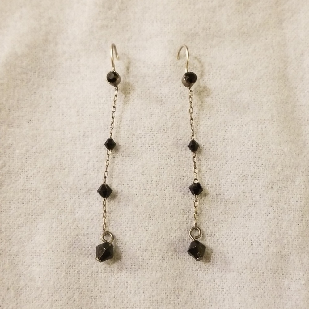 Black Bead Drop Earrings